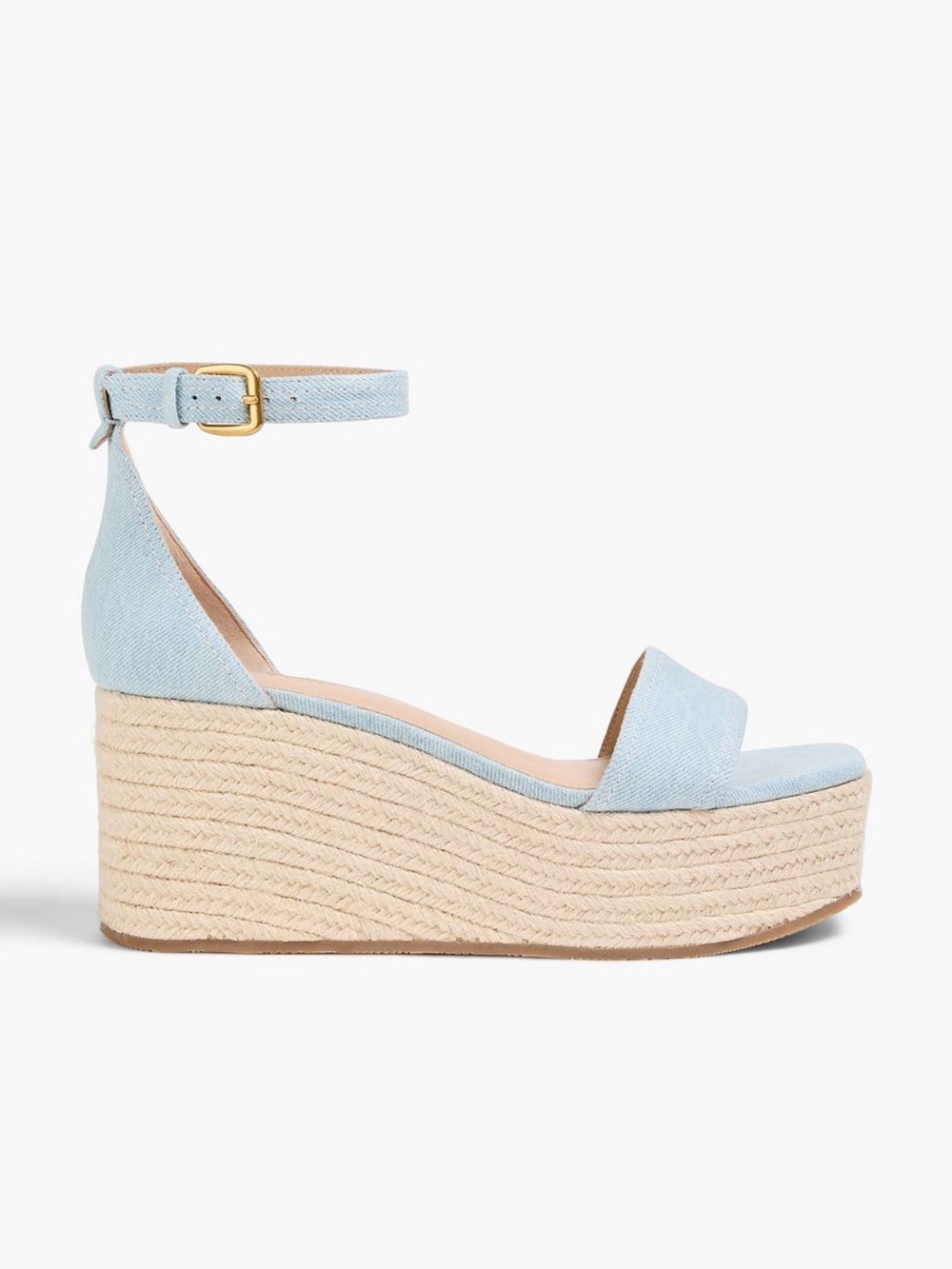 Veronica Beard Light Blue Espadrille Platform Wedges with Ankle Strap
